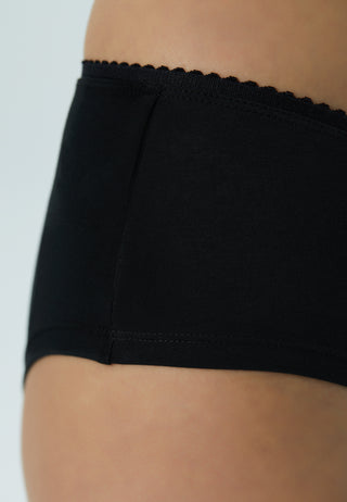 Kadın Organik Pamuklu İnce Dantel Detaylı Panty 3'Lü Paket  (GOTS Sertifikalı) - Siyah