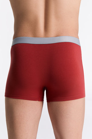 GOTS Sertifikalı Organik Pamuk Erkek Trunk Boxer İç Çamaşırı 3'lü Paket - Kırmızı