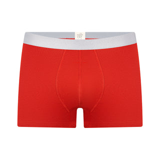 GOTS Sertifikalı Organik Pamuk Erkek Trunk Boxer İç Çamaşırı 3'lü Paket - Kırmızı