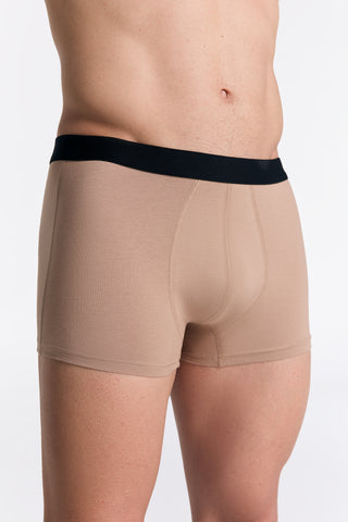 GOTS Sertifikalı Organik Pamuk Erkek Trunk Boxer İç Çamaşırı 3'lü Paket - Bej