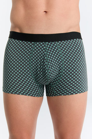 GOTS Sertifikalı Organik Pamuk Erkek Trunk Boxer İç Çamaşırı 3'lü Paket - Mozaik Yeşil