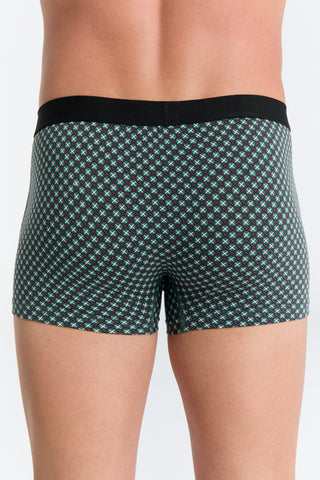 GOTS Sertifikalı Organik Pamuk Erkek Trunk Boxer İç Çamaşırı 3'lü Paket - Mozaik Yeşil