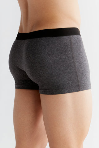 GOTS Sertifikalı Organik Pamuk Erkek Trunk Boxer İç Çamaşırı 3'lü Paket - Melanj Gri