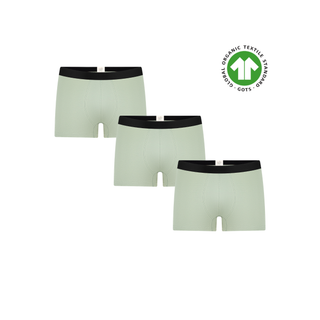 GOTS Sertifikalı Organik Pamuk Erkek Trunk Boxer İç Çamaşırı 3'lü Paket - Eisberg Yeşili