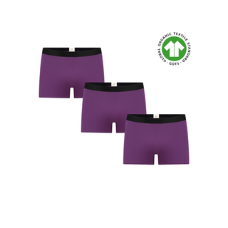 GOTS Sertifikalı Organik Pamuk Erkek Trunk Boxer İç Çamaşırı 3'lü Paket - Mor