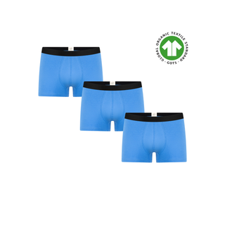 GOTS Sertifikalı Organik Pamuk Erkek Trunk Boxer İç Çamaşırı 3'lü Paket - Aquamarin Mavi