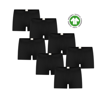GOTS Sertifikalı Organik Pamuk Erkek Trunk Boxer İç Çamaşırı 7'Li Paket - Siyah