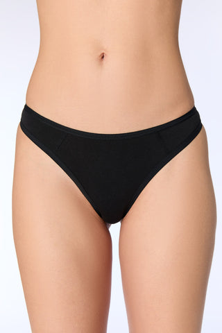 GOTS Sertifikalı Organik Pamuk Tanga Slip - Siyah