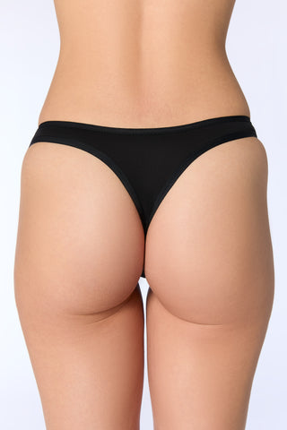 GOTS Sertifikalı Organik Pamuk Tanga Slip - Siyah