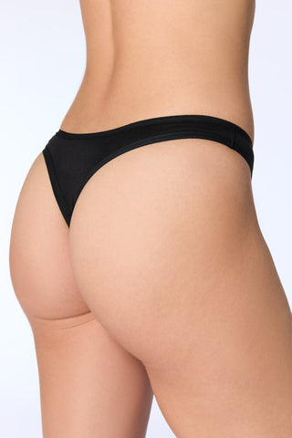 GOTS Sertifikalı Organik Pamuk Tanga Slip - Siyah