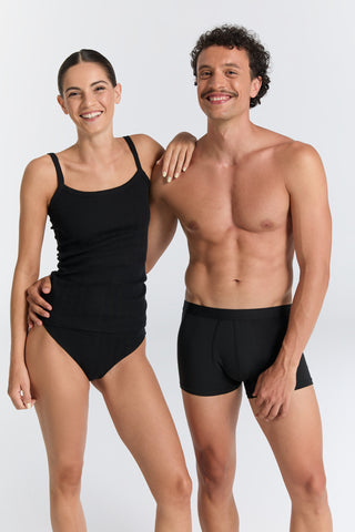 GOTS Sertifikalı Organik Pamuk Erkek Trunk Boxer İç Çamaşırı 7'Li Paket - Siyah