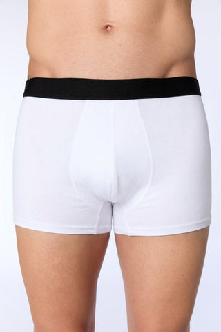 GOTS Sertifikalı Organik Pamuk Erkek Trunk Boxer İç Çamaşırı - Beyaz