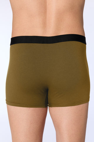 GOTS Sertifikalı Organik Pamuk Erkek Trunk Boxer İç Çamaşırı - Zeytin Yeşili