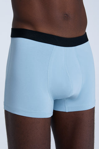 GOTS Sertifikalı Organik Pamuk Erkek Trunk Boxer İç Çamaşırı - Gri-Mavi