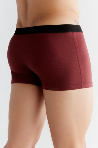 GOTS Sertifikalı Organik Pamuk Erkek Trunk Boxer İç Çamaşırı 3'lü Paket - Bordo