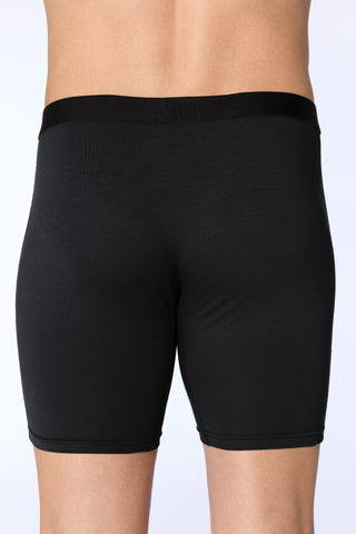 GOTS Sertifikalı Organik Pamuk Erkek Uzun Trunk Boxer İç Çamaşırı - Siyah