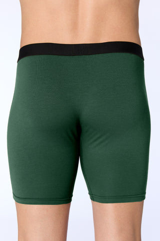GOTS Sertifikalı Organik Pamuk Erkek Uzun Trunk Boxer İç Çamaşırı - Çam Yeşili