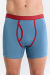 GOTS Sertifikalı Organik Pamuk Erkek Uzun Trunk Boxer İç Çamaşırı - Mavi