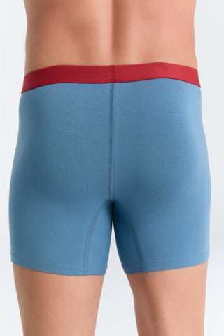 GOTS Sertifikalı Organik Pamuk Erkek Uzun Trunk Boxer İç Çamaşırı - Mavi