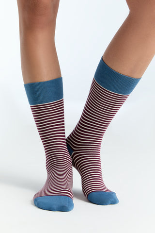 Organik Pamuk Unisex Çorap – Bordo / Natürel