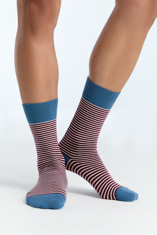 Organik Pamuk Unisex Çorap – Bordo / Natürel