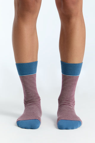 Organik Pamuk Unisex Çorap – Bordo / Natürel