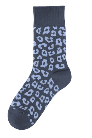Leopar Desenli Unisex GOTS Sertifikalı Organik Pamuk Çorap – Vegan - Indigo/Lavanta