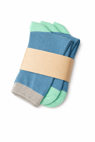 Organik Pamuk Çocuk Çorapları – Gök Mavisi/Kivi - 6'lı Paket