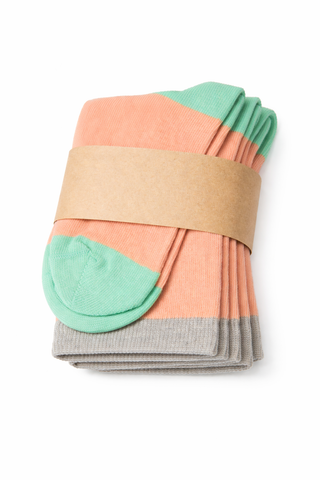 Organik Pamuk Çocuk Çorapları – Kayısı/Kivi - 6'lı Paket