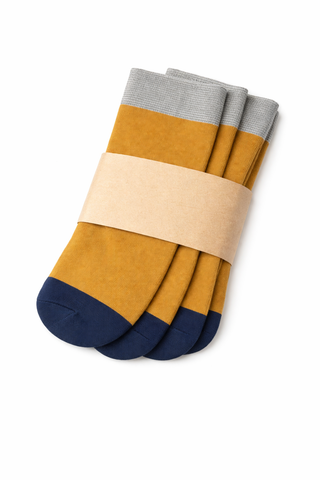 Organik Pamuk Çocuk Çorapları – Zencefil/Indıgo - 6'lı Paket