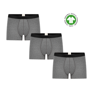 GOTS Sertifikalı Organik Pamuk Erkek Trunk Boxer İç Çamaşırı 3'lü Paket - Melanj Gri