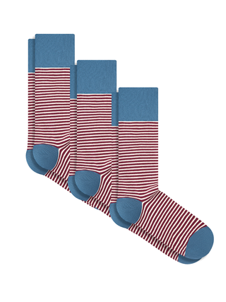 Organik Pamuk Unisex Çorap – Bordo / Natürel - 3'lü Paket