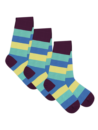 Organik Pamuk Unisex Çorap – Magenta/Kivi/Akuamarin/Lime - 3'lü Paket