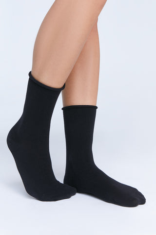 Organik Pamuk Lastiksiz Unisex Çorap – Siyah