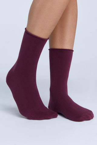 Organik Pamuk Lastiksiz Unisex Çorap – Bordo - 6'lı Paket