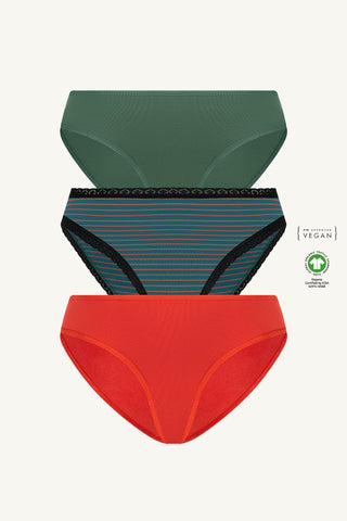 Canlı & Cesur Üçlü - GOTS Sertifikalı Organik Pamuk Kadın Külot