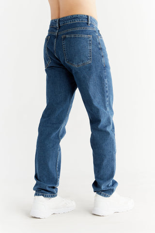 GOTS Sertifikalı Vegan Erkek Straight Fit Kot Pantolon – Organik Pamuklu Jean Mavi