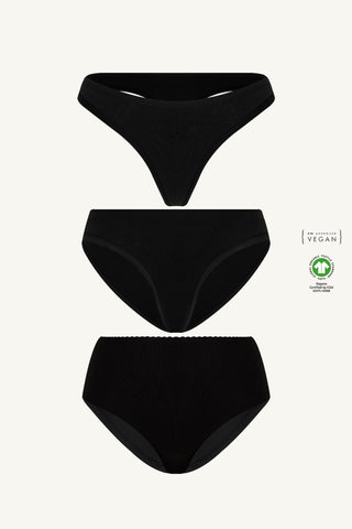 Siyah İhtiyaç Paketi - GOTS Sertifikalı Organik Pamuk Kadın Külot