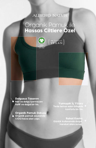 GOTS Sertifikalı Organik Pamuk Külot ve Büstiyer Set - Antrasit Gri
